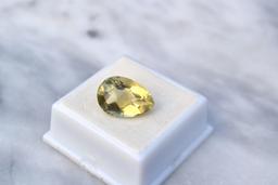 9.91 Carat Pear Checkerboard Cut Lemon Citrine