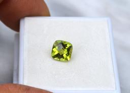1.87 Carat Cushion Checkerboard Cut Peridot