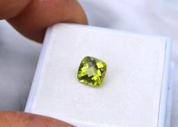 1.87 Carat Cushion Checkerboard Cut Peridot