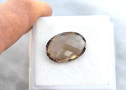 8.93 Carat Cushion Checkerboard Cut Smoky Quartz