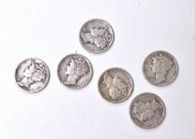 Set of 6 Mercury Dimes