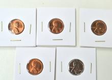 Set of 5 Uncirculated Wheat Pennies