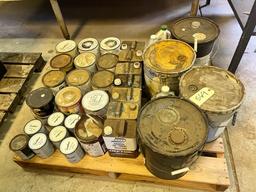 PALLET OF VARIOUS STAINS AND FINISHES