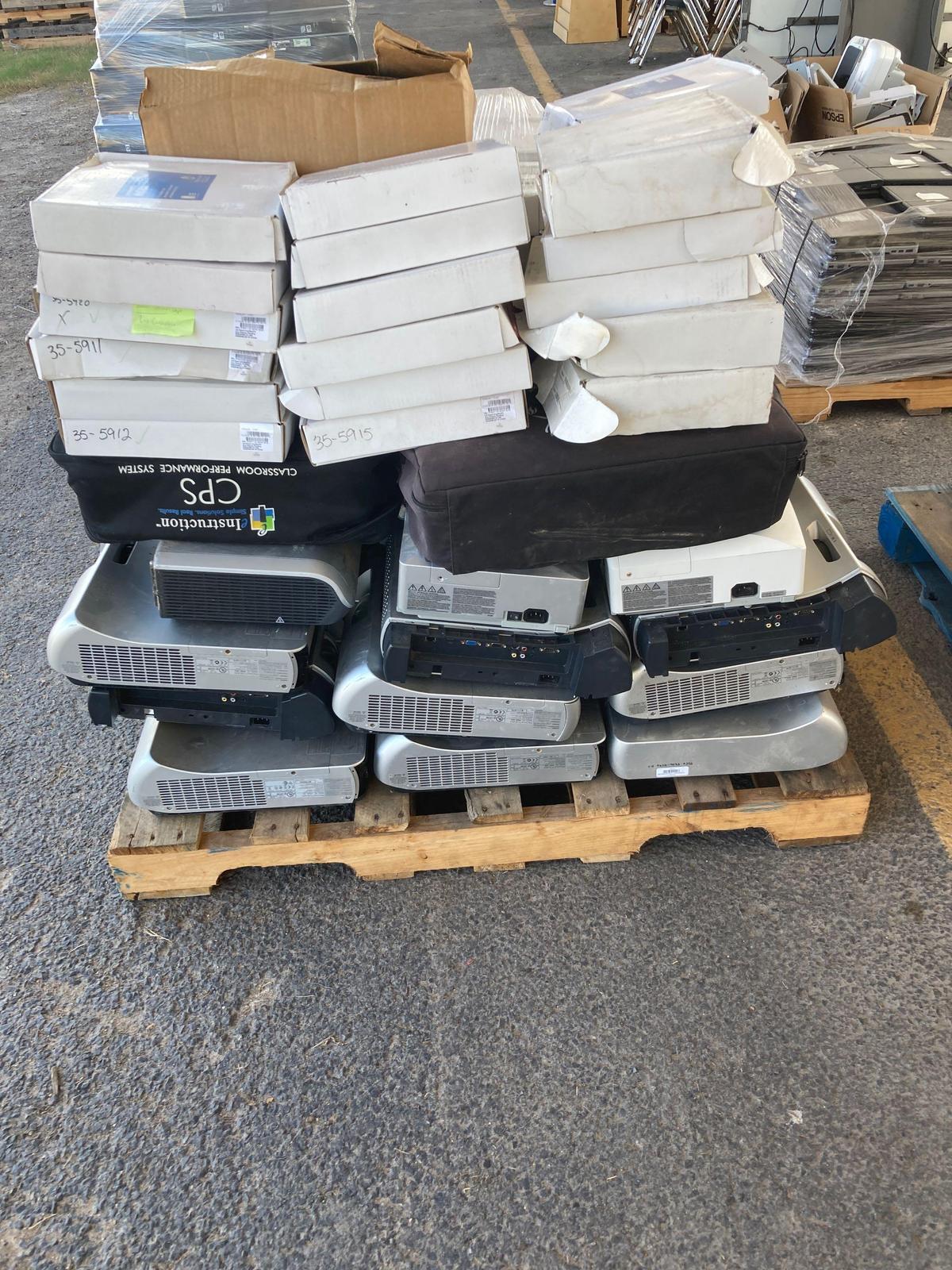 (27) Projectors, (26) Interweite Mobi, w/Headphones &(5) Bags of Calculators