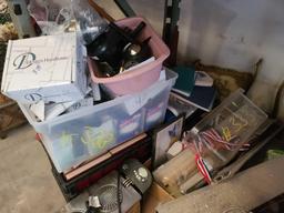 Lot w/Household Items, Baking Pans, Glasses Etc. (Shelf Not Included)