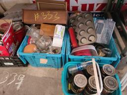 Lot w/Household Items, Baking Pans, Glasses Etc. (Shelf Not Included)