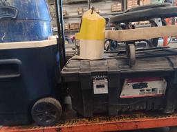 Lot With Misc Stuff, Moving Carts, Ice Chest & Husky Toolbox.