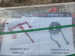 (5) Unused Greatbear 5400 lbs Ratchet Binders and (10) 5/16" 20ft G70 Transport Chains