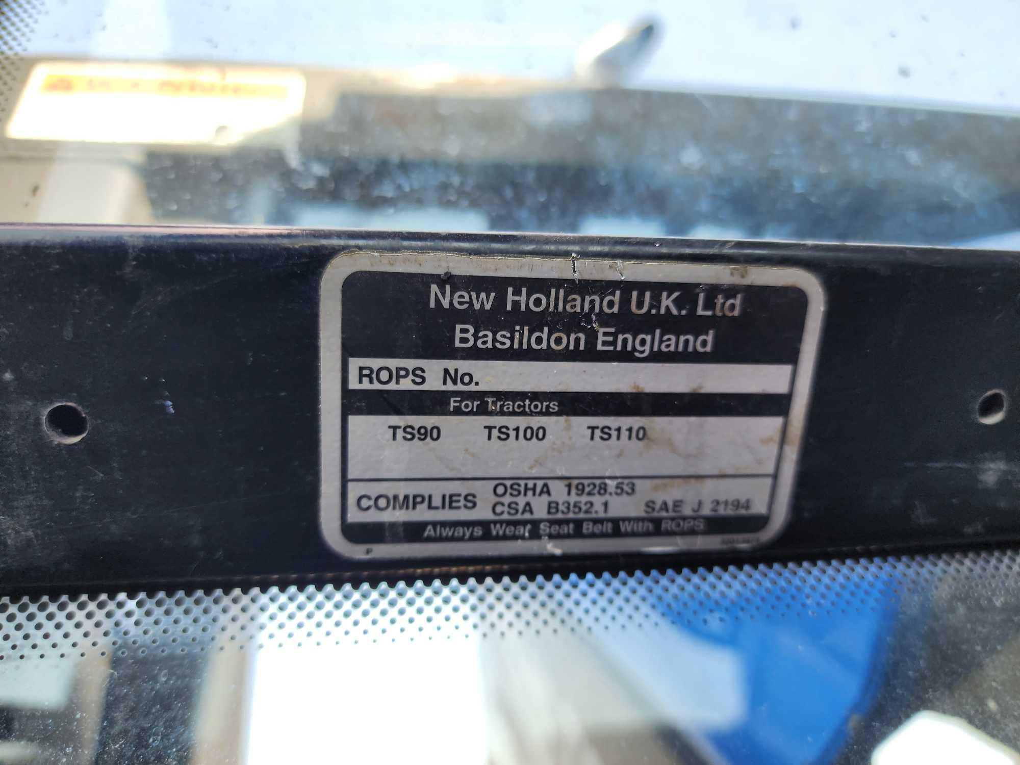 New Holland Model TS100 Tractor w/Shredder and Boom Attachment, Srl. #05418