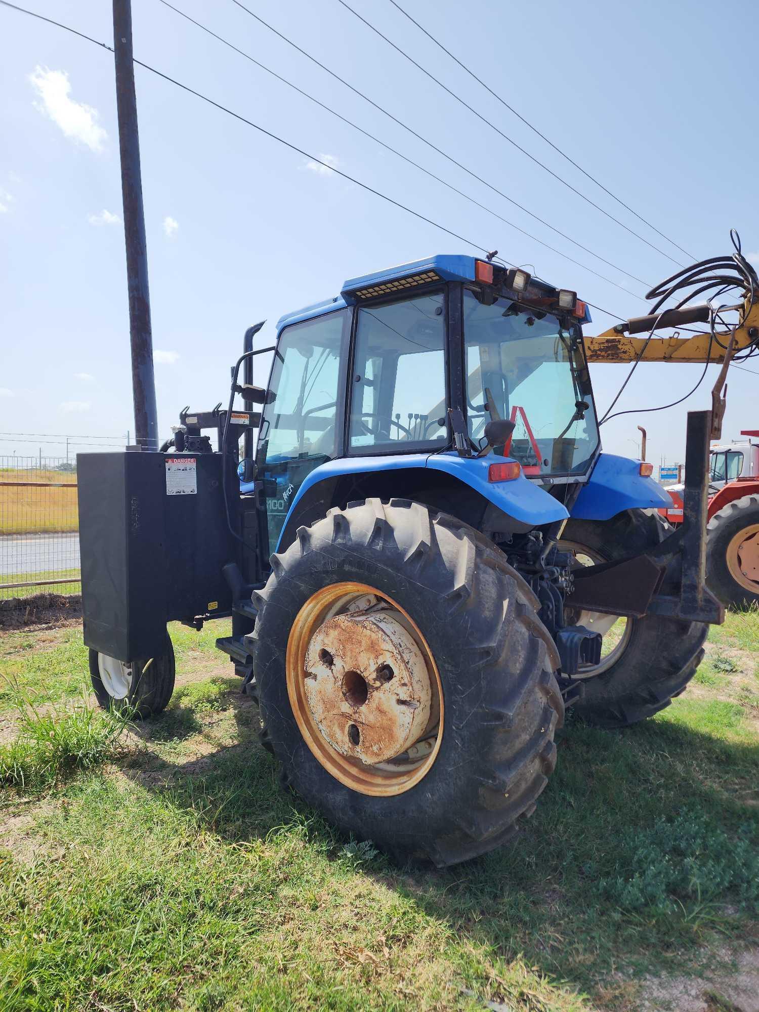 New Holland Model TS100 Tractor w/Shredder and Boom Attachment, Srl. #05418