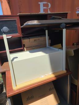 (1) Commercial Office Desk with Hutch, (1) Mobile Desk/Table, (1) Folding Table, Plus