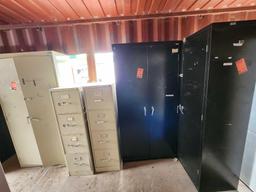 (2) 4 Drawer Metal File Cabinets, (3) 2 Door Metal Cabinets