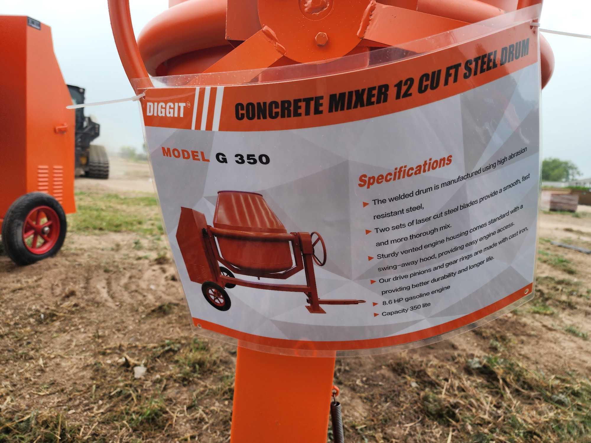 2024 Unused Diggit G350 Concrete Mixer CU FT Steel Drum