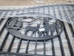 2024 Unused Greatbear 20ft. Bi-Parting Iron Gate with Deer Artwork In Middle of Gate Frame