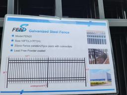 2024 Unused FENS Model FEN20 Galvanized Steel Fence, 20pcs. Fence Panels+21 Pcs. Posts w/Connectors