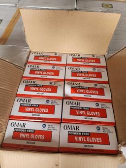 Boxes of Omar Powder-free Vinyl Gloves on 2 Pallets
