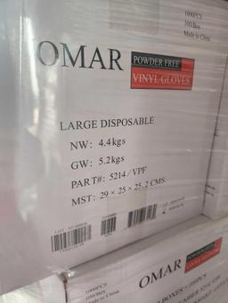 Boxes of Omar Powder-Free Vinyl Gloves on 2 Pallets