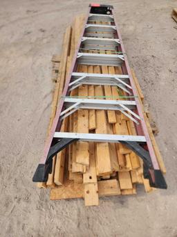 Werner 6' Fiberglass A-Frame Ladder, Group of Wooden Boards