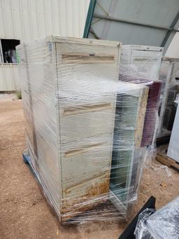 Group of File Cabinets, Wooden Plexiglass Frame