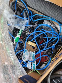 Mobile Tablet/Laptop Charging Cart, Keyboards, Group of Assorted Wires/Cables, Misc. Items