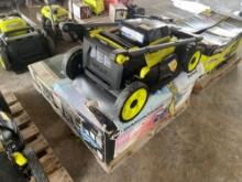 Ryobi Lawnmower, Diamondback Tile Saw, Union Electronic Wall Safe, Ryobi Electric Pressure Washer,