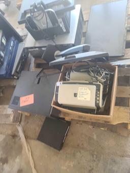 GE Refrigerator, Art Steel 7 drw, Shredder, Fujitsu Scanners, Dell Tower, Monitor, LED Display