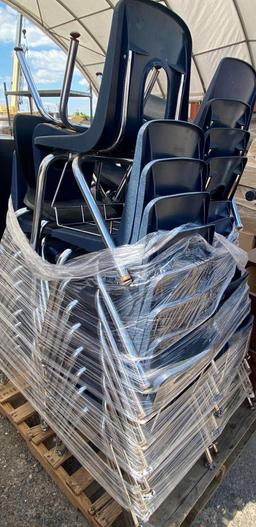 (1) Pallet w/ Blue Stackable Student Chairs