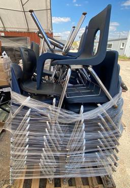 (1) Pallet w/ Blue Stackable Student Chairs