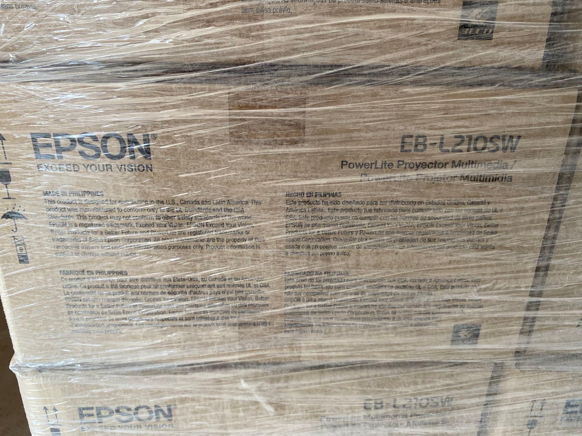 (1) Pallet w/ Epson...EB-L210SW PowerLite MultiLite Projectors and Short Throw Projector Wall Mounts