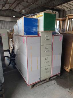 (1) Pallet w/ (2) Filing Cabinets, (2) Wooden Cubbies w/ Coat Hooks,etc.