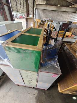 (1) Pallet w/ (2) Filing Cabinets, (2) Wooden Cubbies w/ Coat Hooks,etc.