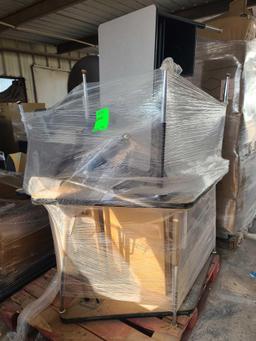 (1) Pallet w/ School Desk, Wooden Cubbies, Roll Around Book Shelve