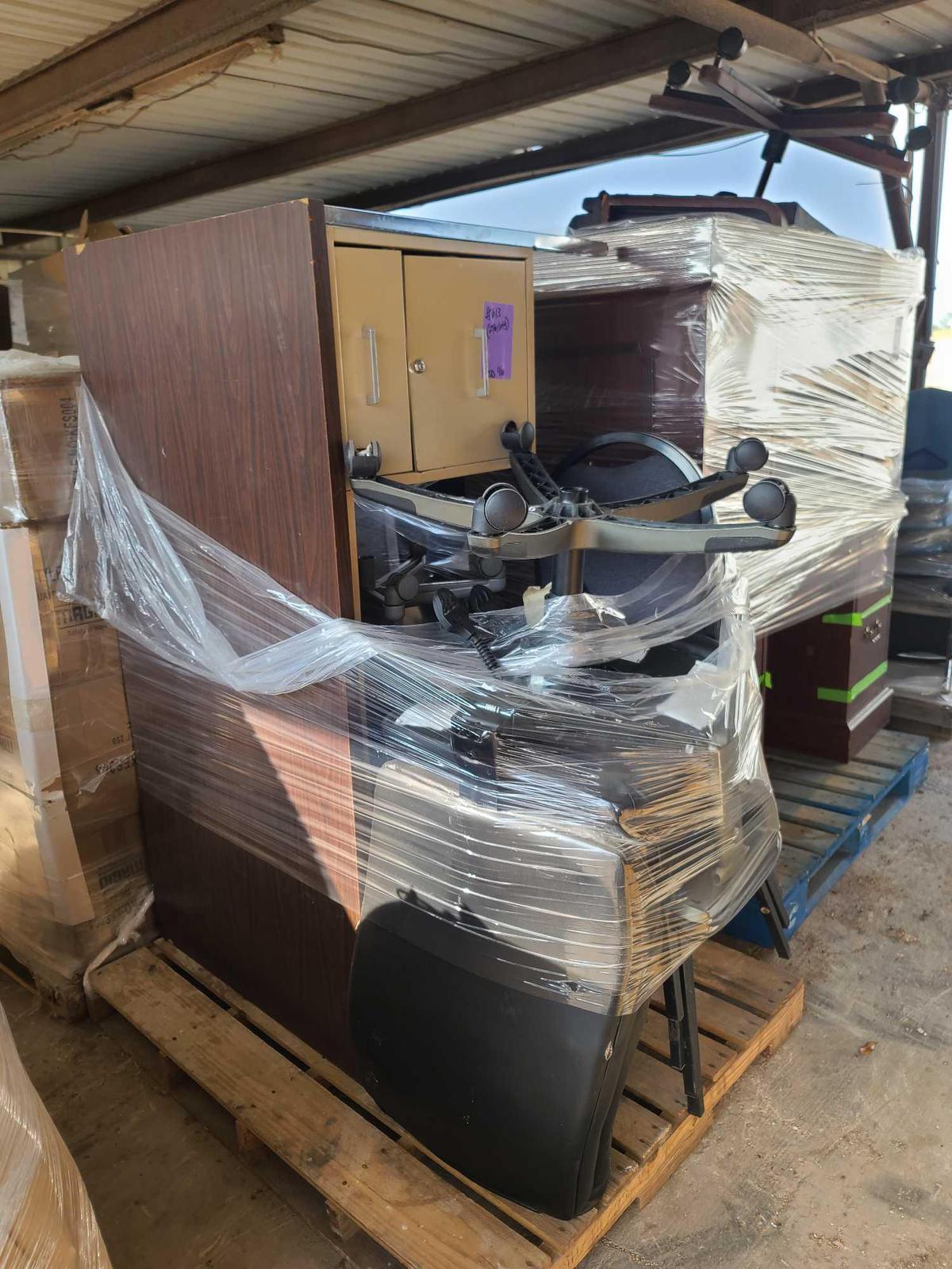(2) Pallet w/ (3) Office Chairs, (3) Teacher Desks