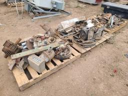 (3) Pallets W/ Various Tractor Parts & Attachments, (Shafts, Hitch parts, etc.)
