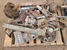 (3) Pallets W/ Various Tractor Parts & Attachments, (Shafts, Hitch parts, etc.)