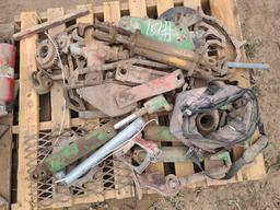 (3) Pallets W/ Various Tractor Parts & Attachments, (Shafts, Hitch parts, etc.)