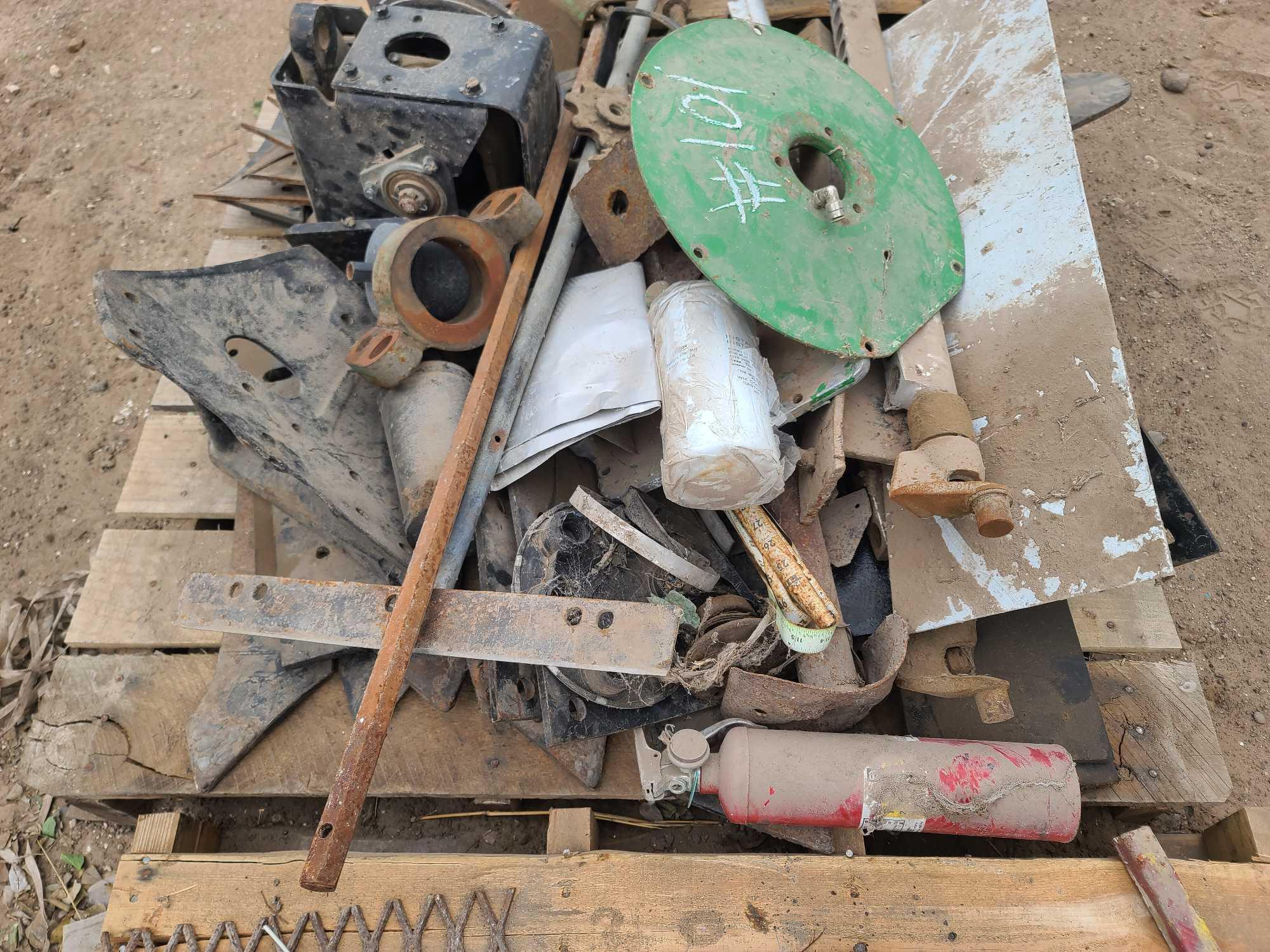 (3) Pallets W/ Various Tractor Parts & Attachments, (Shafts, Hitch parts, etc.)