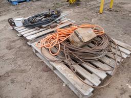 (2) Pallets w/ Air Hose, Guide Wire Cable, Copper Lines, (3) Pipe Wrenches, Sledge Hammer, etc.