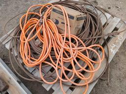 (2) Pallets w/ Air Hose, Guide Wire Cable, Copper Lines, (3) Pipe Wrenches, Sledge Hammer, etc.