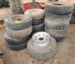 Group of Various Vehicle Tires & (1) Tire Rim