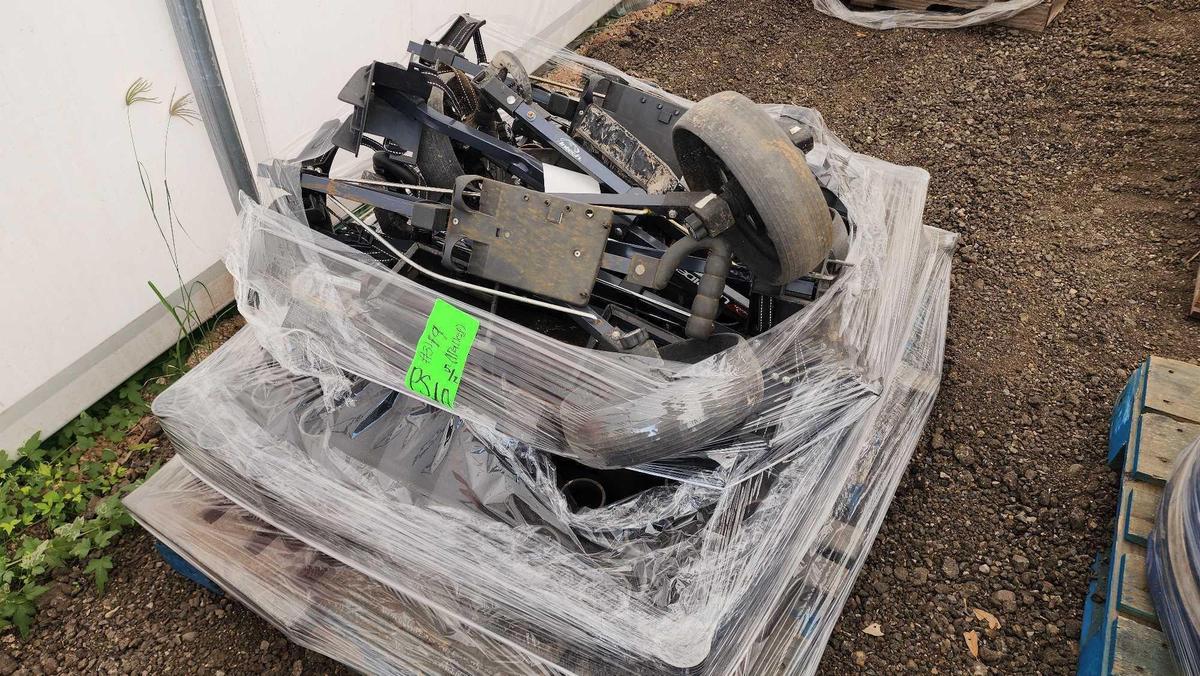 Group of Intech LiteRider Golf Carts, Misc. Iron Frames w/ Cylinder Pipes on Pallet