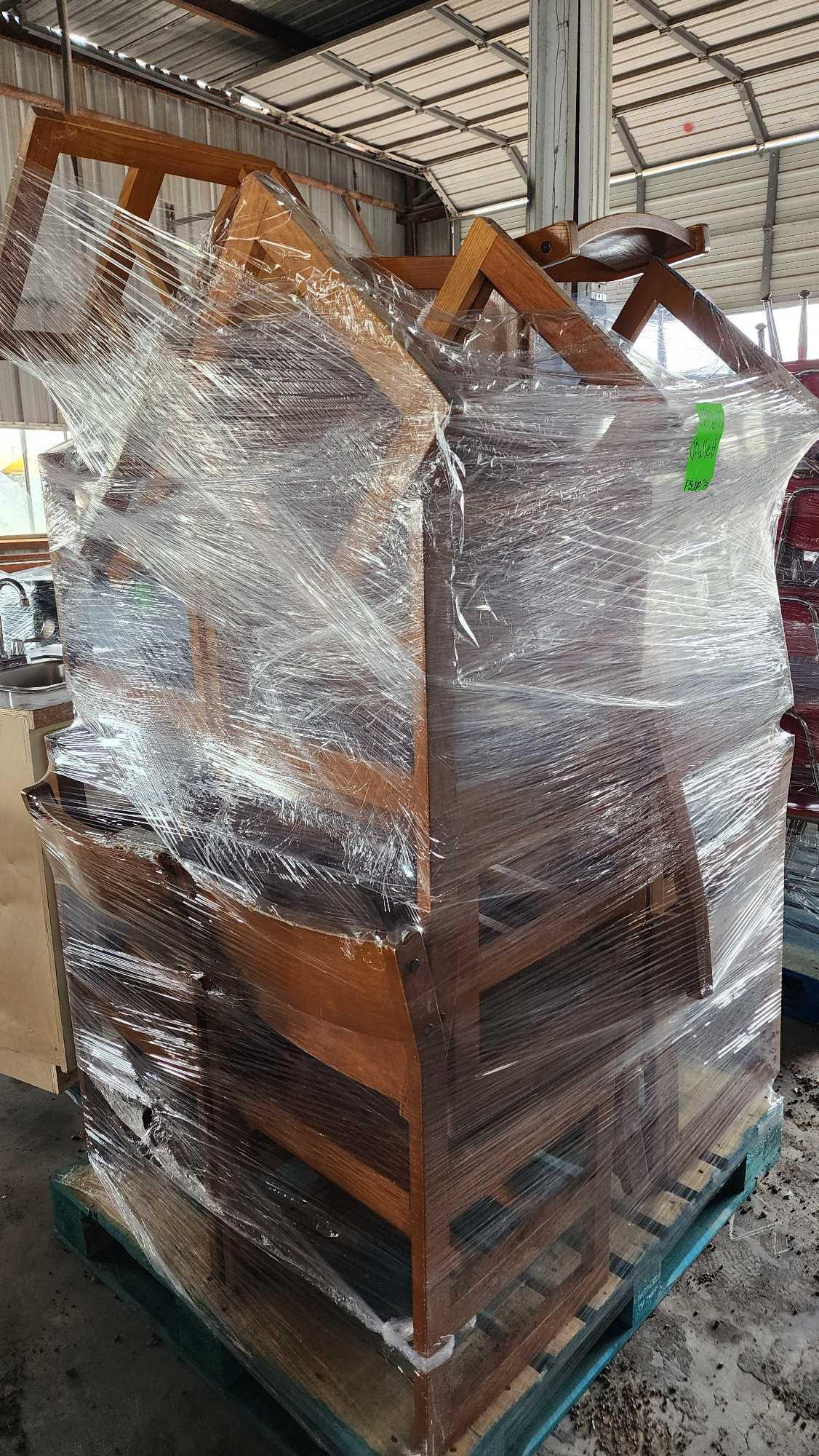 (1) Pallet w/ Wooden Desk Chairs