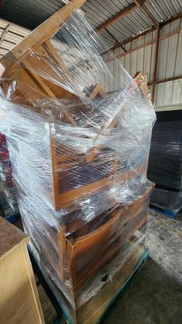 (1) Pallet w/ Wooden Desk Chairs