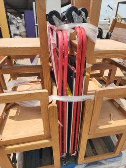 Pallet w/ Wood Chairs, (2) Platform Dollies
