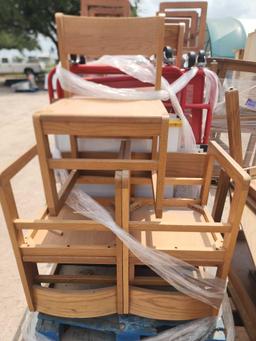Pallet w/ Wood Chairs, (2) Platform Dollies