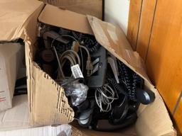 Group of Boxes w/ Desktop Office Phones, (1) Nortel Network Expansion Unit. OFFSITE: BROWNSVILLE,