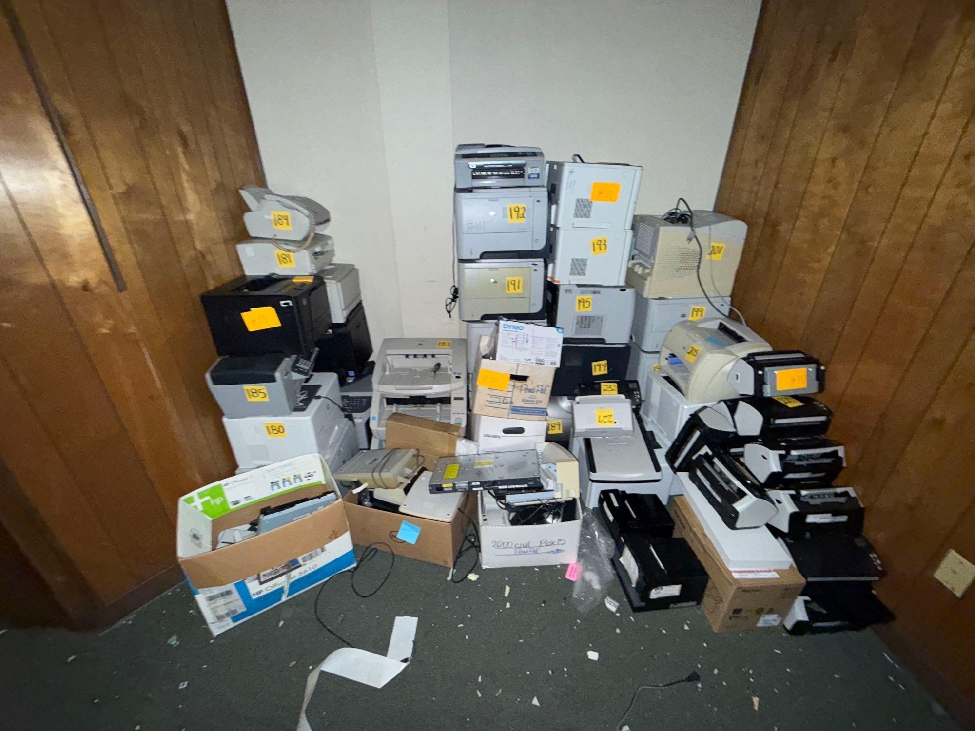 Group of Assorted Printers, Fax Machines, Fujitsu Document Scanners, etc. OFFSITE: BROWNSVILLE, TX