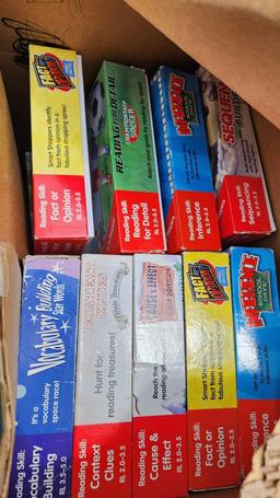 Bins w/ Class Set Reading Books, Educational Learning Board Games on Pallet