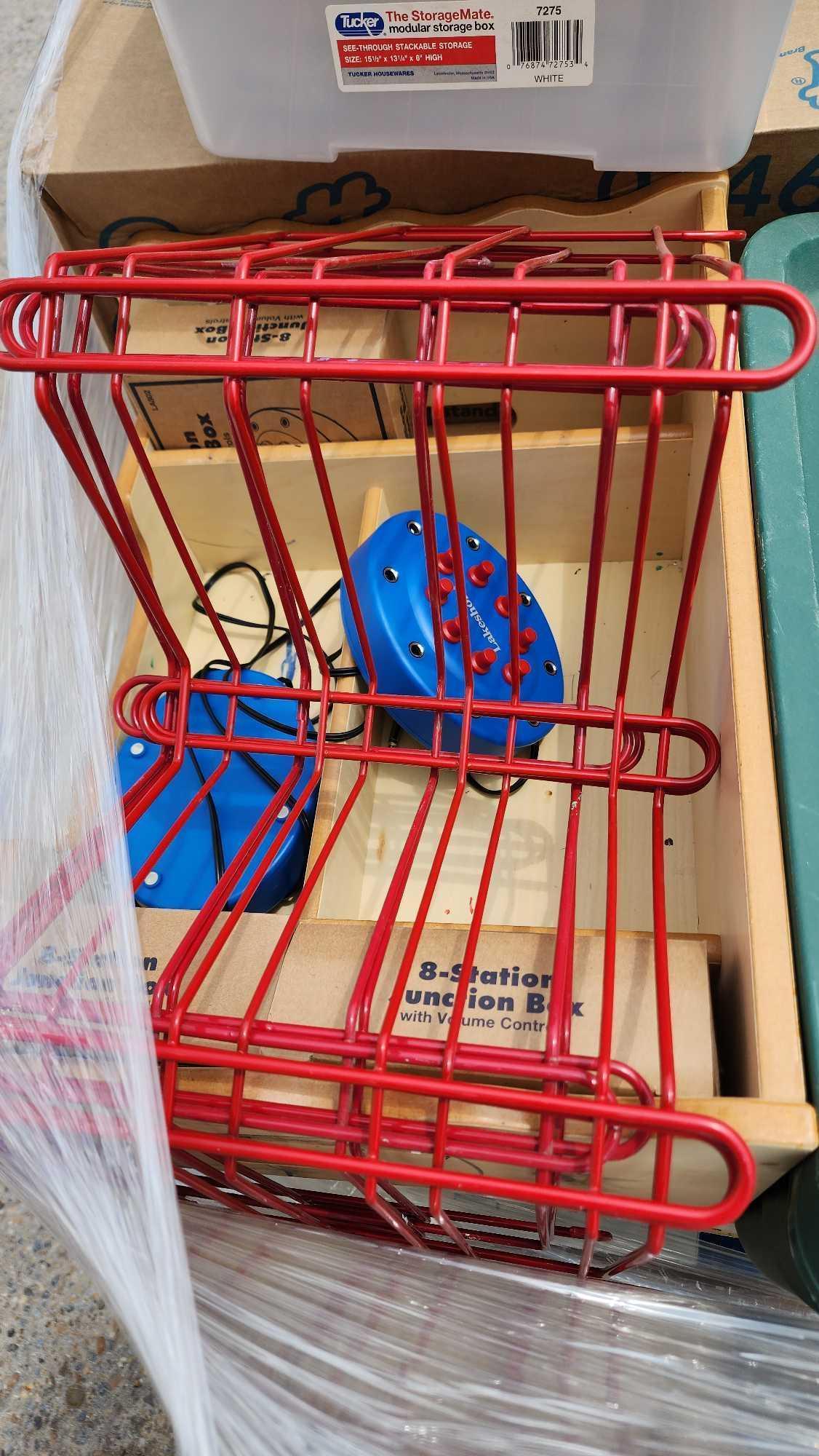 Bins w/ Class Set Reading Books, Educational Learning Board Games on Pallet