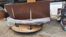 (1) Pallet w/ (3) Wooden Tables, Rolling Chairs